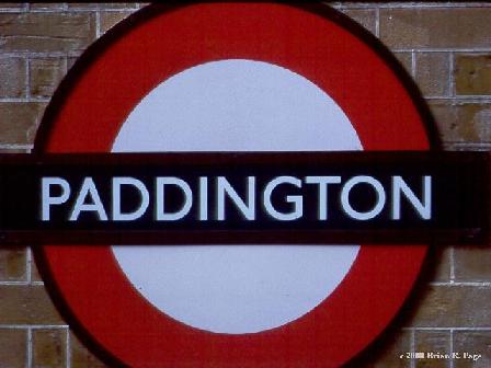 Paddington Station underground tube sign in London