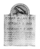 Poe's Grave Stone -stone to mark the original place of Poe's burial in 1849,