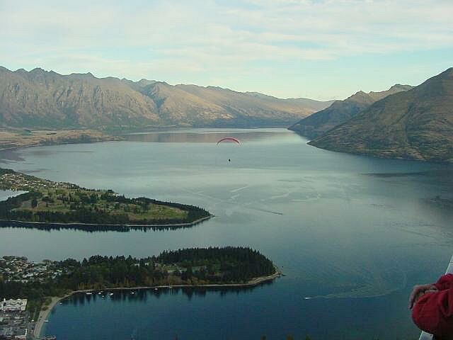 Para-sailing over lake