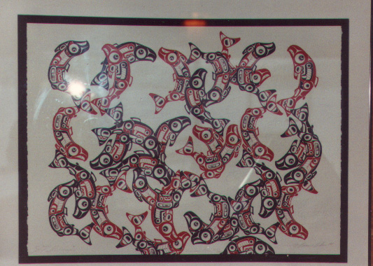 Summer Run (Red/Black salmon)silkscreen by Oliver 1986