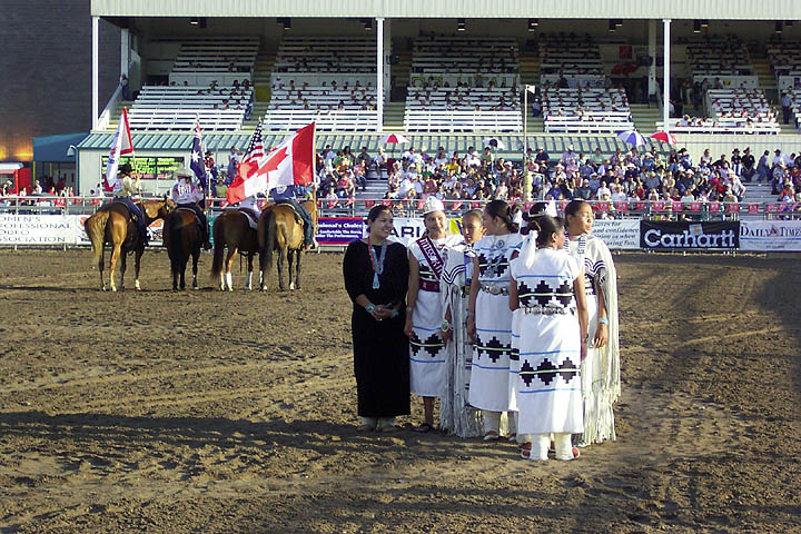 The opening ceremonies for the National High School Finals Rodeo featured the national anthems from the USA, Australia and Canada. Native Americans also sang the US anthem in their own language.