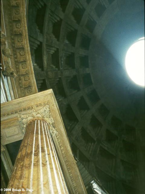 Interior of the ancient Roman Pantheon showing the center hole.