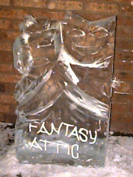 Ice sculpture in front of a store in downtown Ann Arbor Michigan