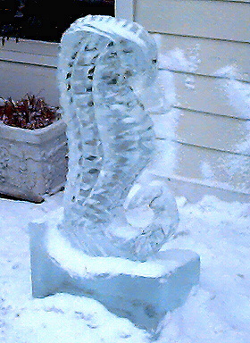 Ice sculpture in front of a store in downtown Ann Arbor Michigan