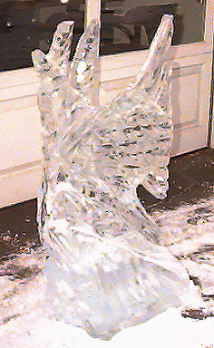 Ice sculpture in front of a store in downtown Ann Arbor Michigan