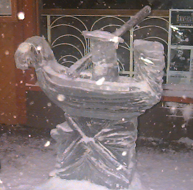 Ice sculpture in front of a store in downtown Ann Arbor Michigan