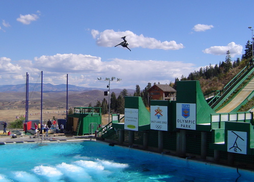 Ski jump practice at Olympic Park