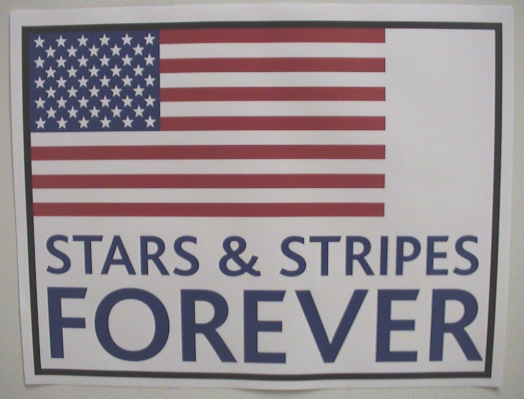 School district workers display patriotic signs
