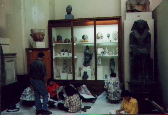 Egyptian students sketching