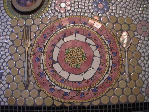 Mosaic tile place setting.