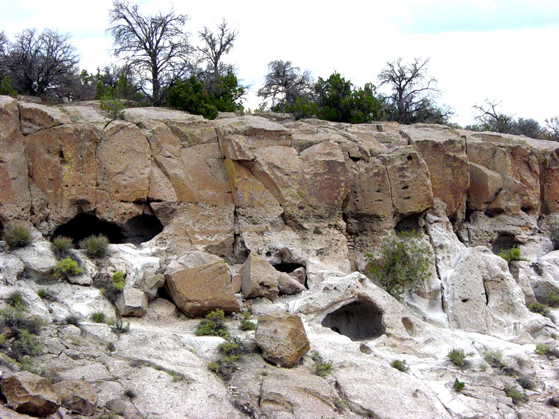 Caves in the soft tuff layer (made of volcanic ash) of the rocks