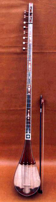 The Uyghur Satar is a bowed lute measuring about 4'7 tall