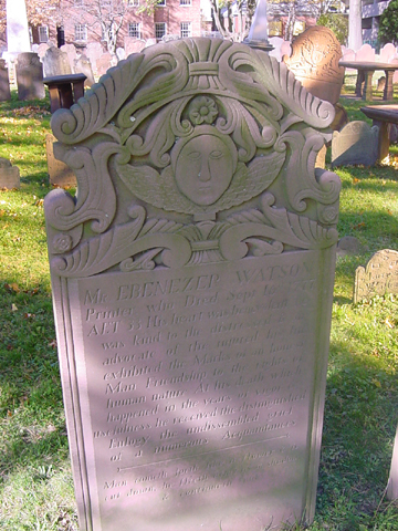 Gravestone of Ebenezer Watson - publisher of the Connecticut Courant ...