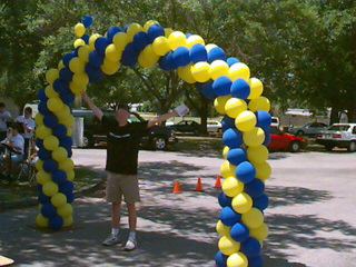 Balloon arch at the 1996 technology showcase, Orange County Public Schools, Central Florida.