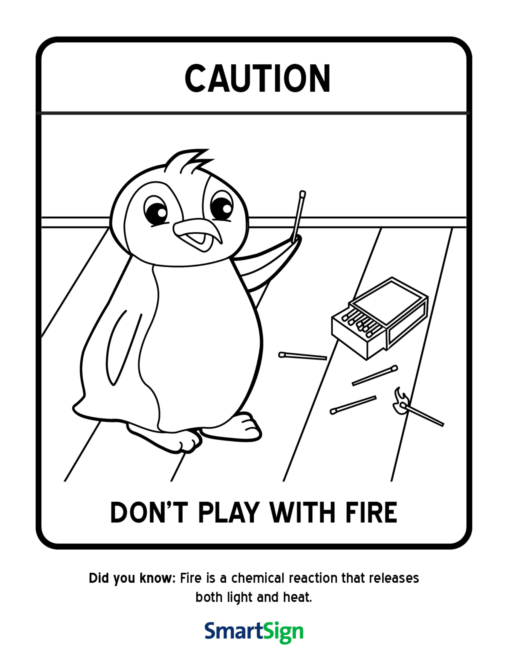 Safety Coloring Printable for Kids Don't play with matches